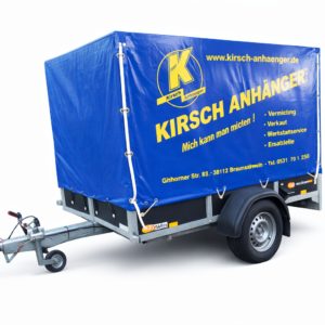 Anhänger offener Kasten mit Hochplane 150 cm, 750kg GG