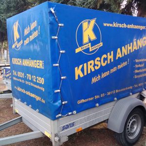 Anhänger offener Kasten mit Hochplane 150 cm, 1350 kg GG
